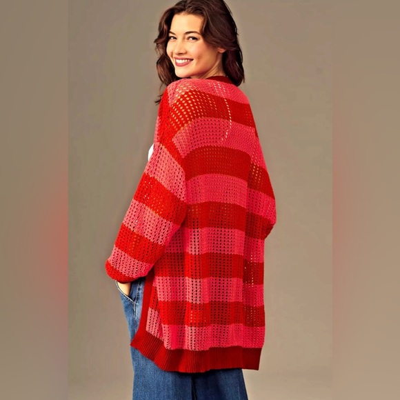 Farm Rio Striped Open-Front Cardigan Sweater |Anthropologie Size Small - Picture 6 of 10